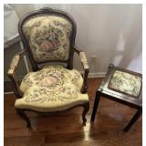 Vintage tapestry chair and table