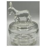 Jeannette Glass Clear Glass Donkey Powder Jar