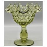 Fenton Thumbprint Colonial Green Pedestal Compote