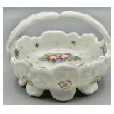Split Handle Milk Glass Basket