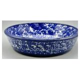 VTG Blue & White Spongeware 10.5in Pottery Dish