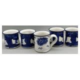 (5) Handcrafted Pottery Coffee Mugs