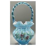 Fenton Celeste Blue Bill Fenton Signed Basket