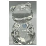 Fenton Art Glass Bear Blue Crystal Heart