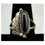 Native American Black Onyx & Sterling Silver Ring