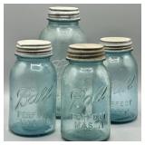 Vintage Blue Ball Mason Jars w/Zinc Lids