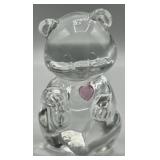 Fenton Art Glass Bear Pink Crystal Heart