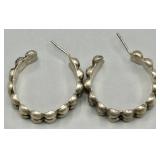.925 Mexico Sterling Silver Beaded Hoop Earrings