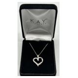 .925 Sterling Silver Open Heart Diamond Necklace