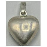 Mexico .925 Sterling Silver Puffed Rattle Heart