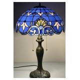 Tiffany Style Blue Stained Glass Lamp