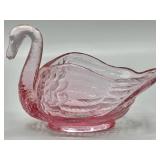 Vintage Fenton Pink Swan Trinket Dish
