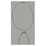 JCM Gold Tone Rope Chain & Bracelet