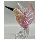 Murano Style Blown Art Glass Hummingbird