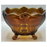 Tiara Indiaa Glass Footed Amber Bowl