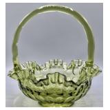 Fenton Colonial Green Thumbprint Basket