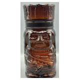 Vintage Dutch Tobacco Indian Chief Glass Canister