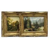 Pair of Gold Framed Landscape Mountain Prints