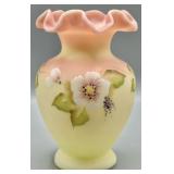 Fenton Burmese Uranium 2003 Bill F Signed Vase