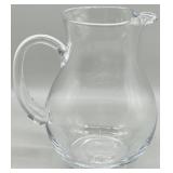 Handblown Applied Handle Heavy Glass Pitcher