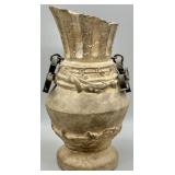 Mid-Century Art Pottery Urn w/Metal Swing Handles