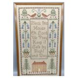 Bless This House Framed Vintage Needlepoint