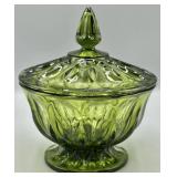 Anchor Hocking Avocado Green Lidded Candy Dish