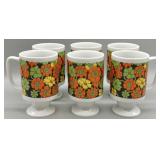 (6) Retro Pedestal Coffee Mugs