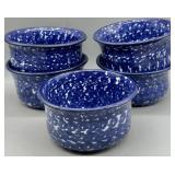 (5) Spongeware Pottery Soup Bowls