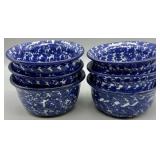 (6) Spongeware Pottery Berry Bowls