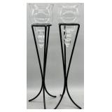 Wrought Iron and Glass Candleholders