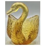 Vintage Amber Swan Trinket Salt Cellar Dish