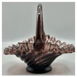 UCAGO Amethyst Art Glass Spiral Swirl Basket