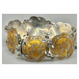 1940-1950s Siam Sterling Silver w/Enamel Bracelet