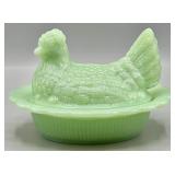 Mosser Glass Jadeite Hen On Nest
