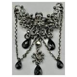 Vintage Black Rhinestone Butterfly Brooch
