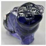 Fenton Amethyst Handpainted Pig Art Glass Figurine