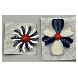 (2) 1960s Enamel Floral Brooches
