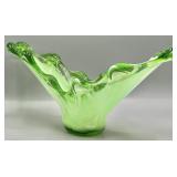 Italian Murano Style Latticino Art Glass Bowl