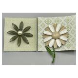 (2) 1960s Enamel Floral Brooches