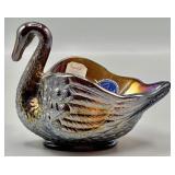 Imperial Amethyst Carnival Glass Swan Dish