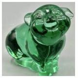 Fenton Art Glass Green Pig