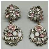 Pink Rhinestone Statement Earrings