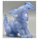 Slag Glass Blue Terrier Dog Figurine