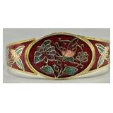 Vintage Red Cloissonne' Hinge Bracelet