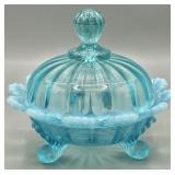 Antique Northwood Fluted Covered Footed Puff Box
