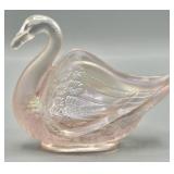 Fenton Pink Iridescent Open Swan Trinket Dish