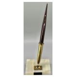 Sheafferï¿½s 14k Nib White Dot Pen Marble Desk Set