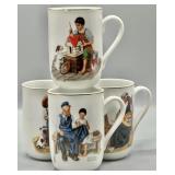 (4) Norman Rockwell 1982 Porcelain Mugs