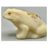 Fenton HP and Signed Custard Glass Frog Figurine
